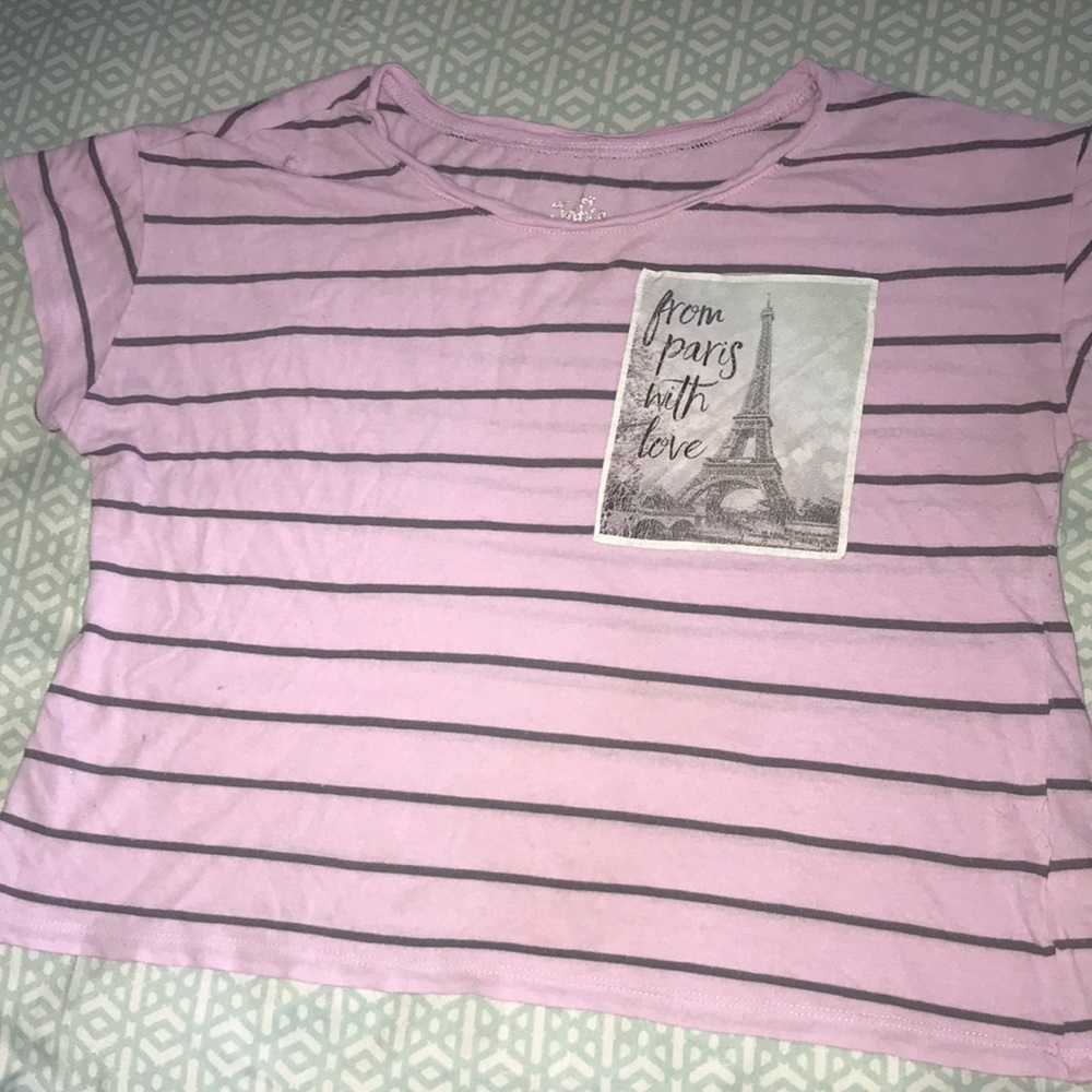 Purple striped crop tee